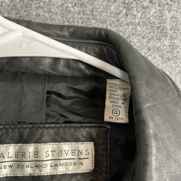 Valerie Stevens Jacket Womens Size 4 Black Lambskin Leather Refined Elegant - Picture 4 of 12
